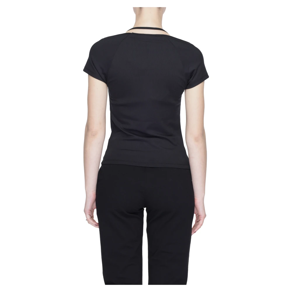 Tommy Jeans Ribbed Badge T-Shirt Lente Zomer Collectie Black Dames