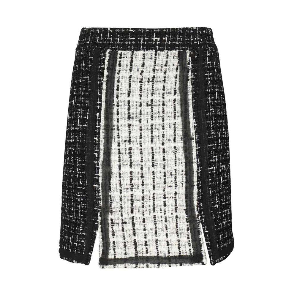 Karl Lagerfeld Bouclé Wollen Rok met Zijsplitten Black Dames