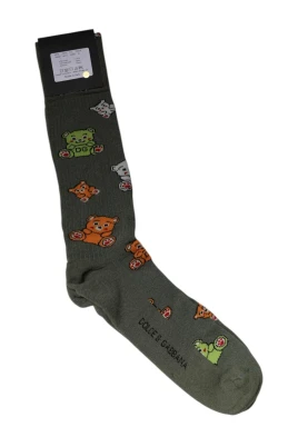 Grön Teddybjörn Crew Socks