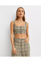 grey-checkered-square-neck-top