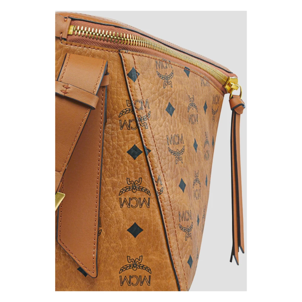 MCM Diamanten 3D Schoudertas in Visetos Leder Mix Brown Dames