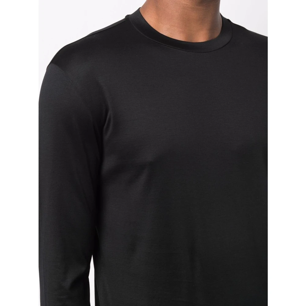 Emporio Armani Lange mouwen T-shirt van Lyocell Katoen Black Heren