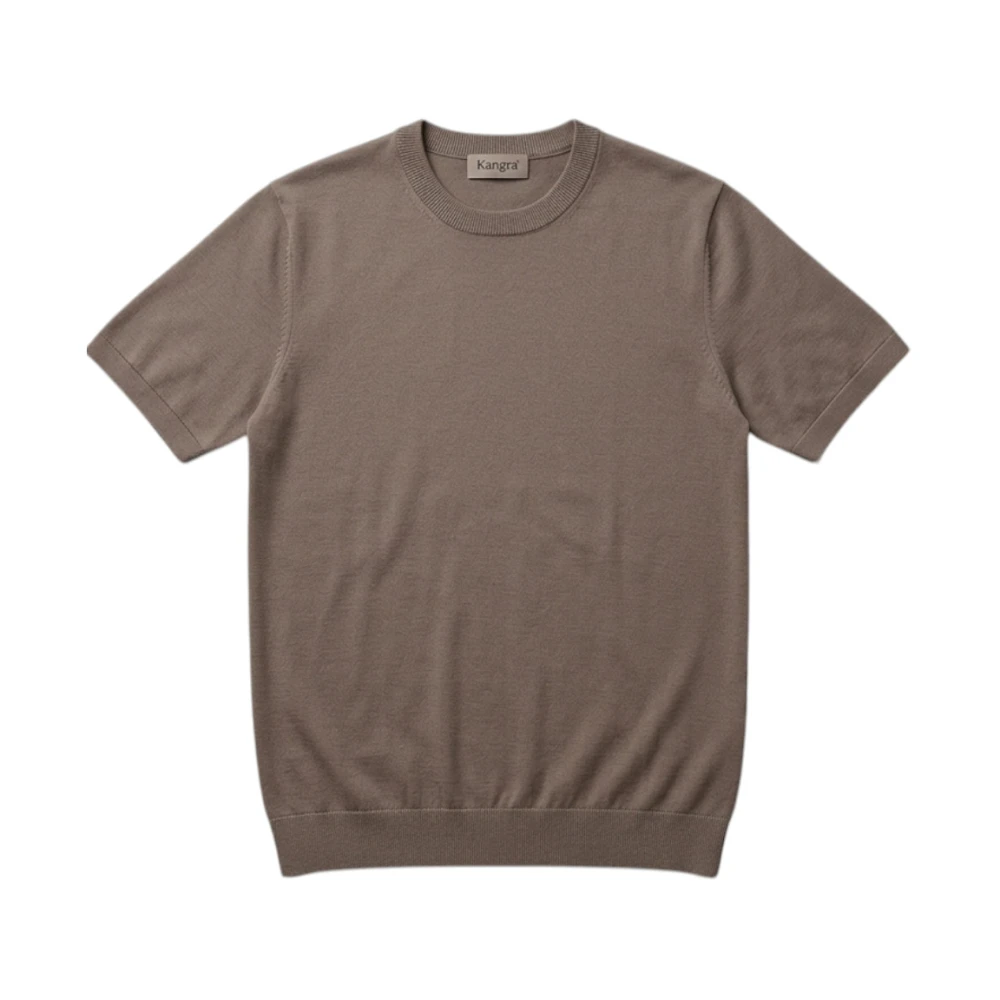 Kangra Men's Brown Round-Neck Knitwear, Xl, Girocollo Short-Sleeve Knit