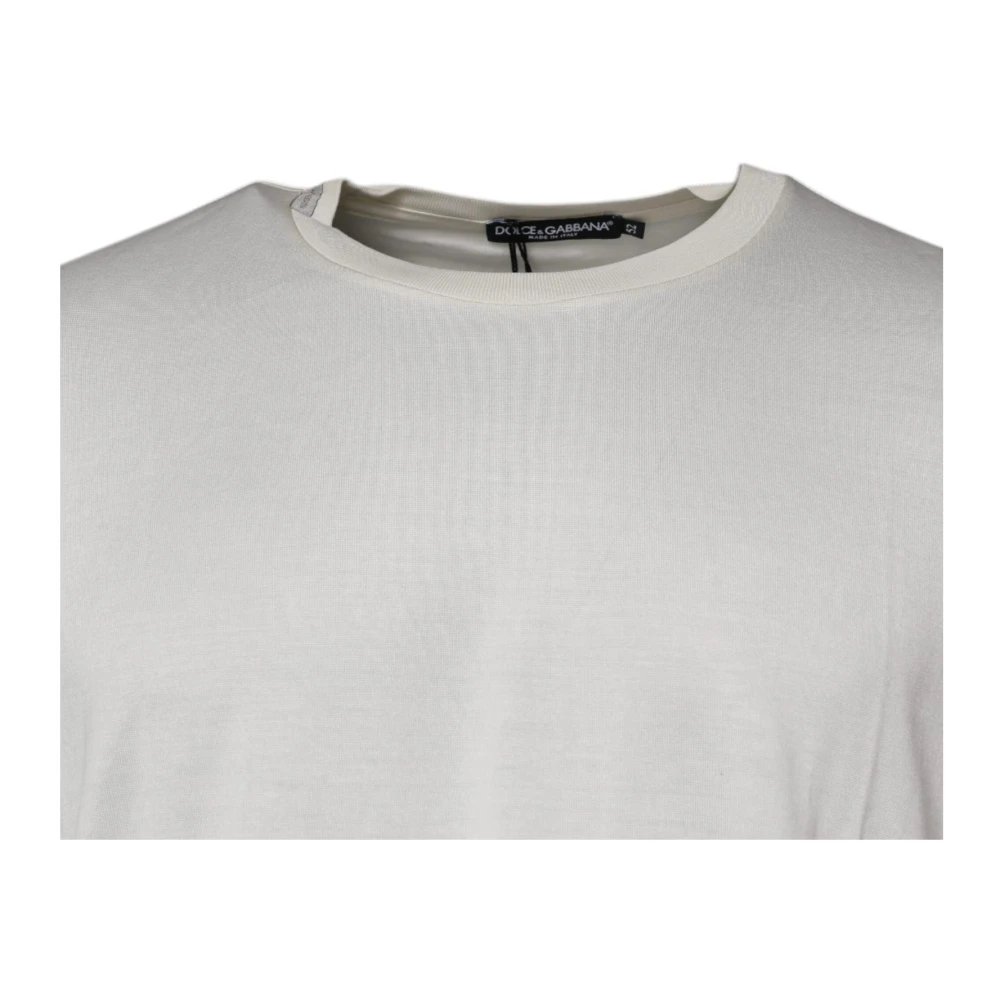 Dolce & Gabbana Zijden Crew Neck T-shirt White Heren