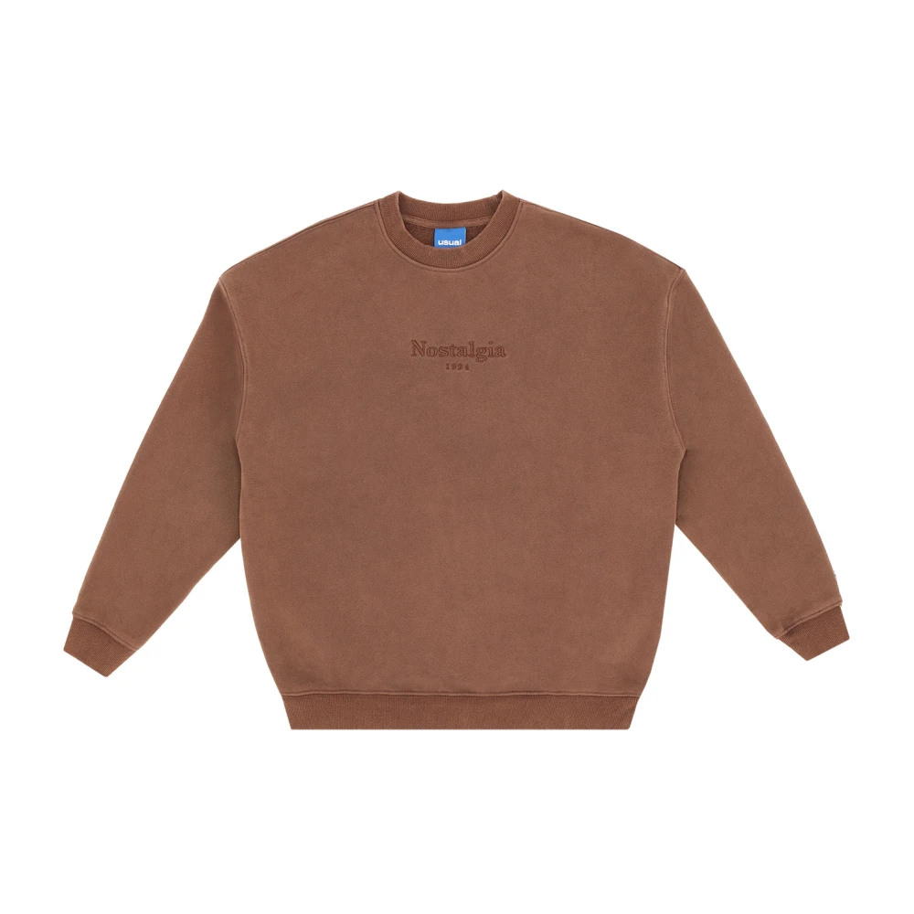 Usual Bruine Crewneck Sweater Herfst Winter 2024 Brown Heren