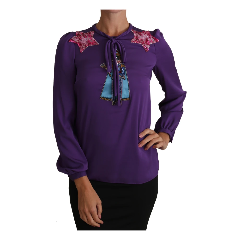 Dolce & Gabbana Women's Purple Fairy Tale Embellished Blouse 3XS
