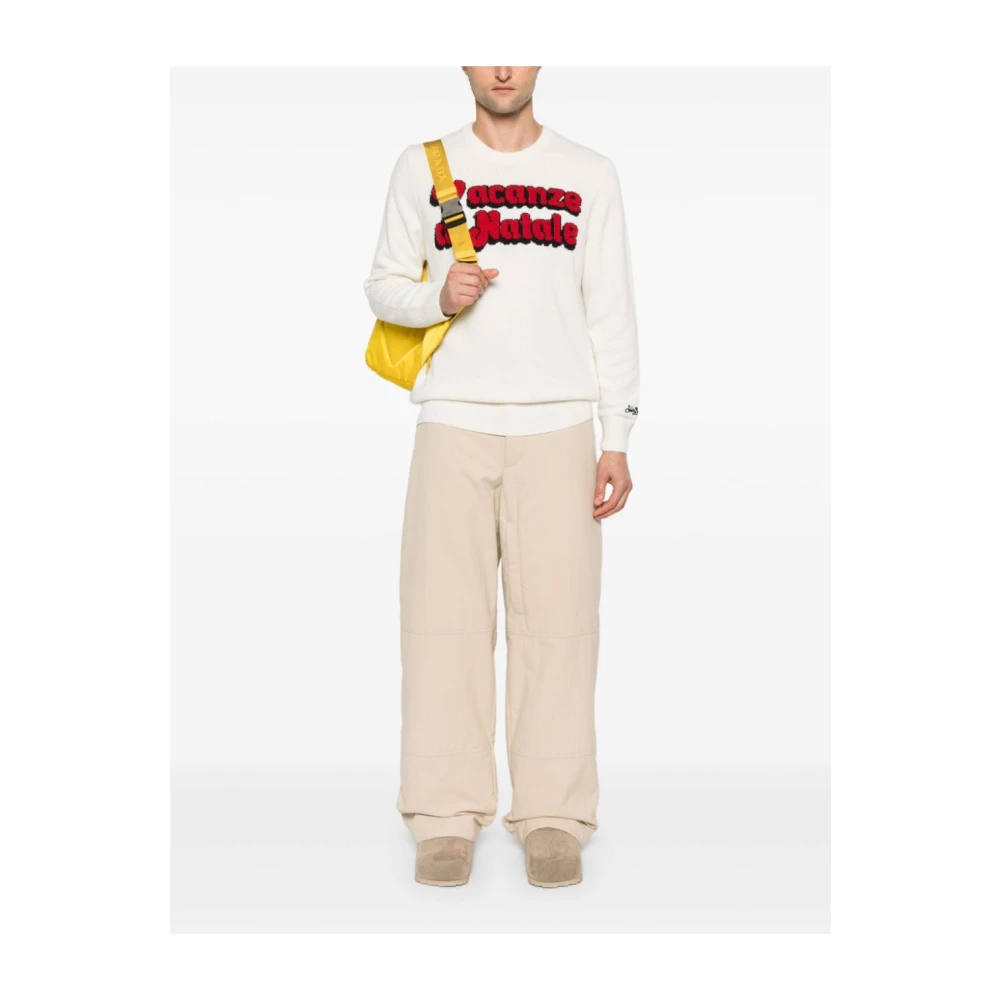 MC2 Saint Barth Geborduurde Ronde Hals Sweater Wit White Heren