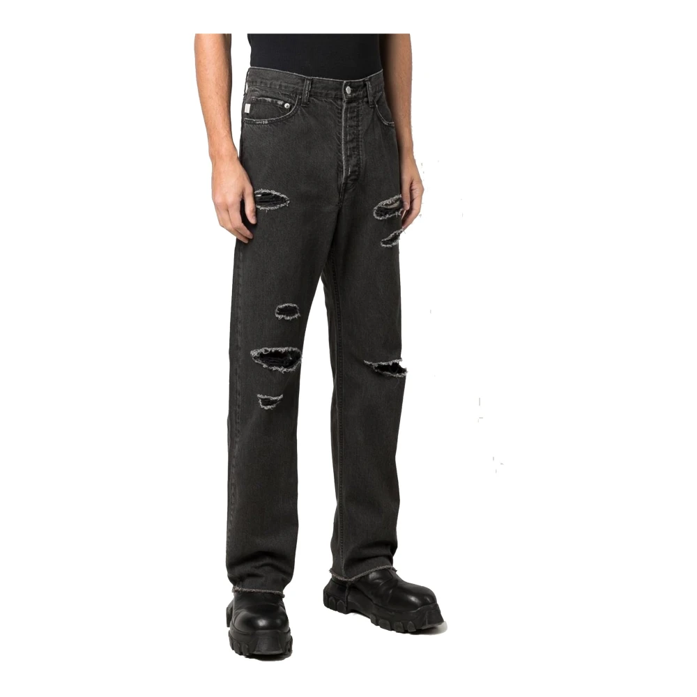 Ambush Zwarte Distressed Katoenen Jeans Black Heren