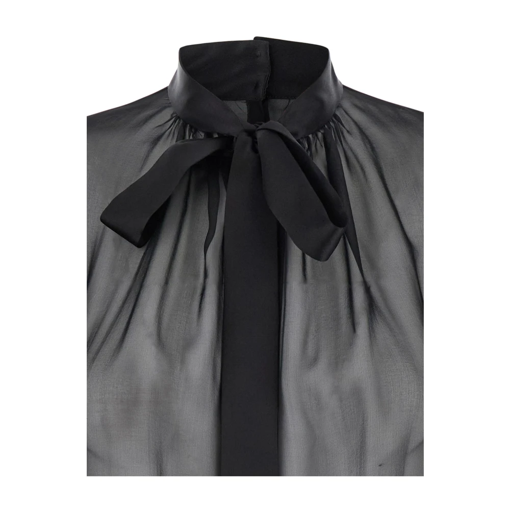 Dolce & Gabbana Zwarte Zijden Pussybow Blouse Black Dames