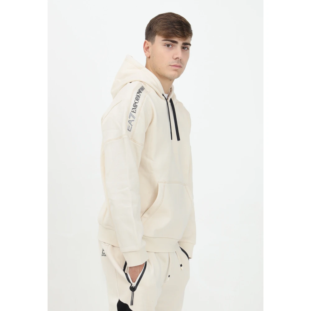 Emporio Armani EA7 Sportieve witte hoodie trui Beige Heren