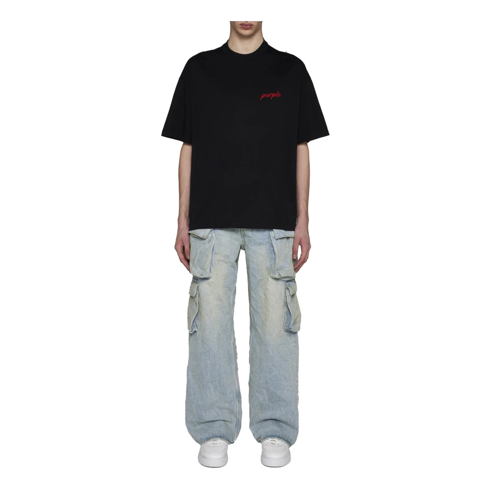 Purple Brand Versleten Denim Wijde Pijp Jeans Blue Heren