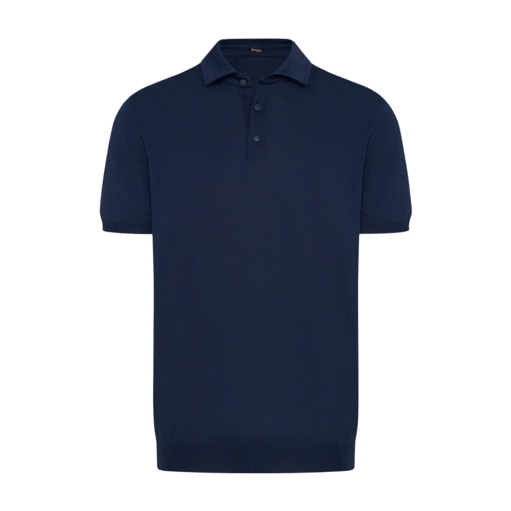 Kiton Zachte Egyptische katoenen poloshirt Blue Heren