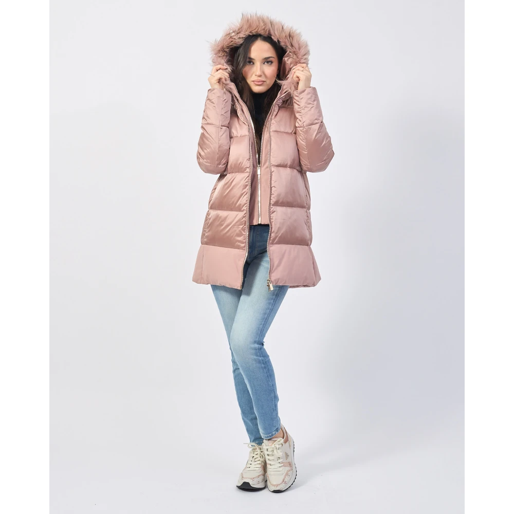 YES ZEE Roze gewatteerde jas met nepbont Pink Dames