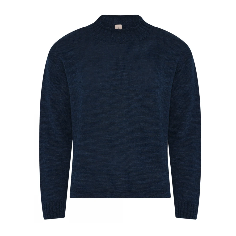 Skovhuus Melange Coltrui Pullover Blouse Marine Blue Dames
