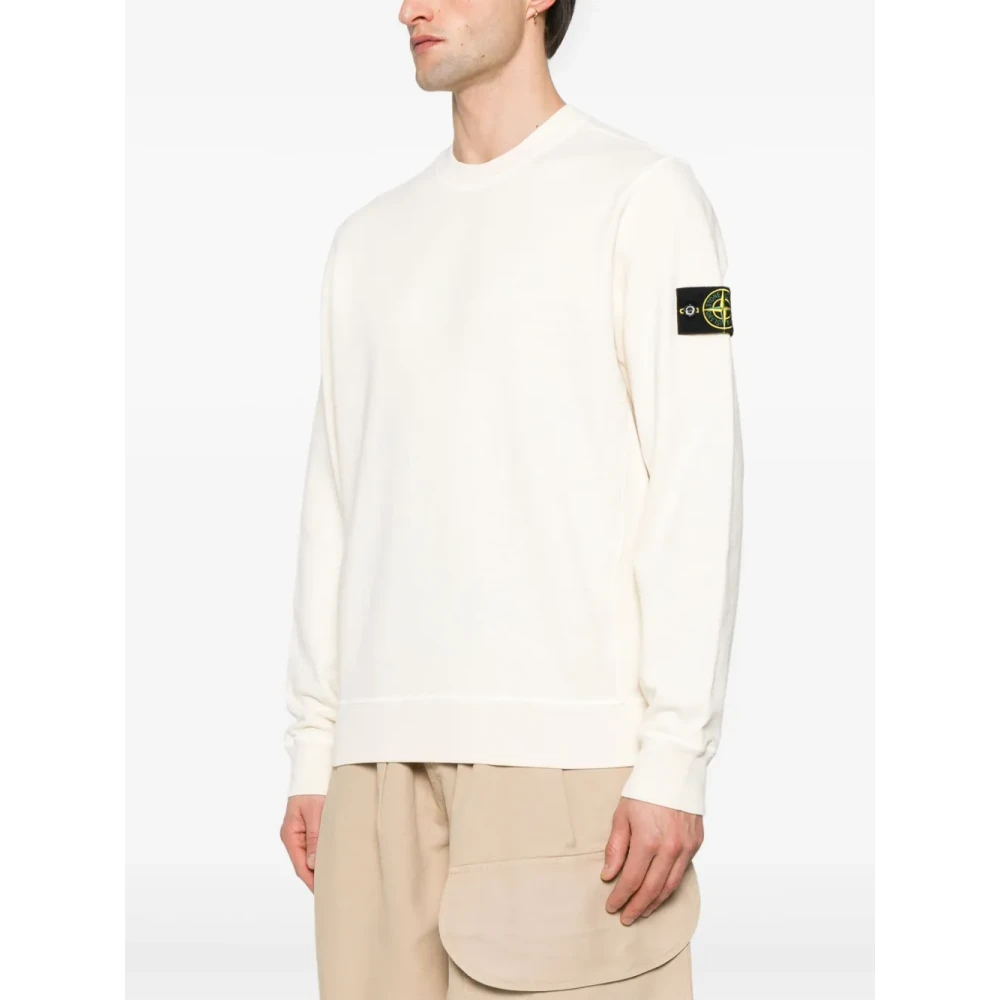 Stone Island Witte Crewneck Sweatshirt met Contrasterende Stiksels White Heren