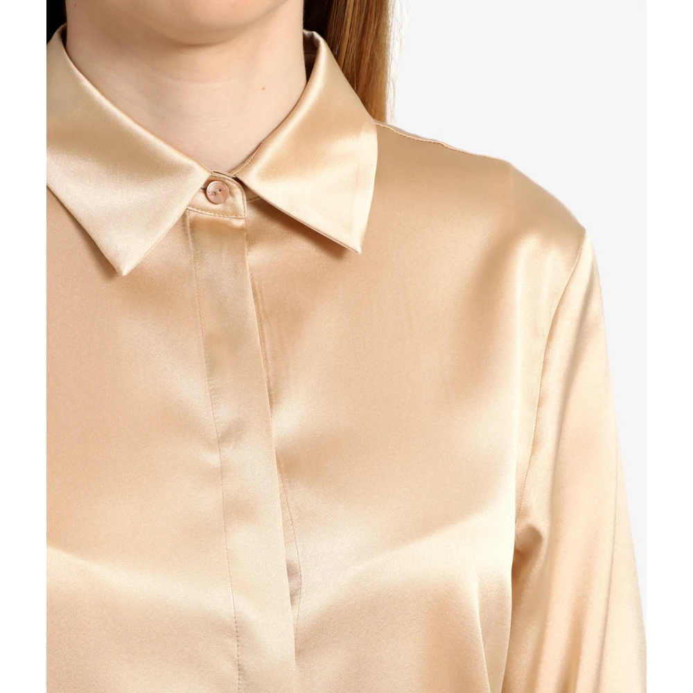Pennyblack Zijden Satijnen Bruine Blouse Stretch Kraag Brown Dames