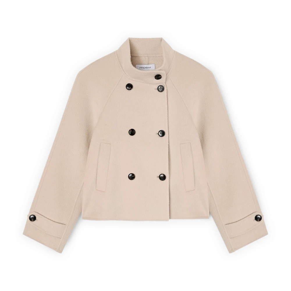 Motivi Mujer Blanco - Abrigo Cruzado De Mezcla De Lana Doble - Coats - M - Abrigo Cruzado De Mezcla De Lana Doble