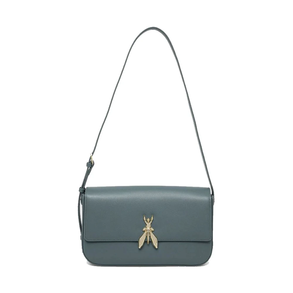 Patrizia Pepe Femme Vert Sacs, Taille: One Size Sac À Bandoulière En Cuir Lisse Avec Fermeture Maxi Fly