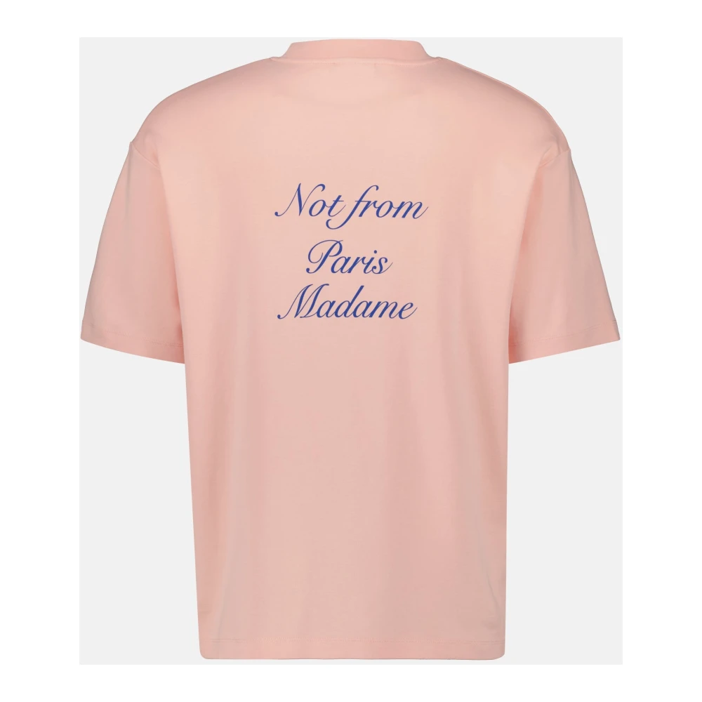 Drole de Monsieur Cursieve Slogan T-shirt Lente-Zomer 2025 Pink Heren