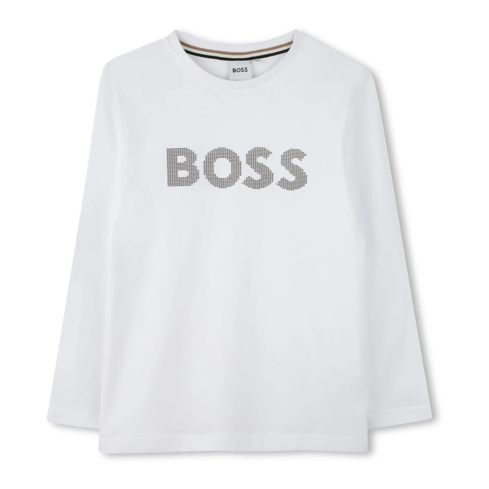 Hugo Boss Modern långärmad T-shirt med logotyp White, Unisex