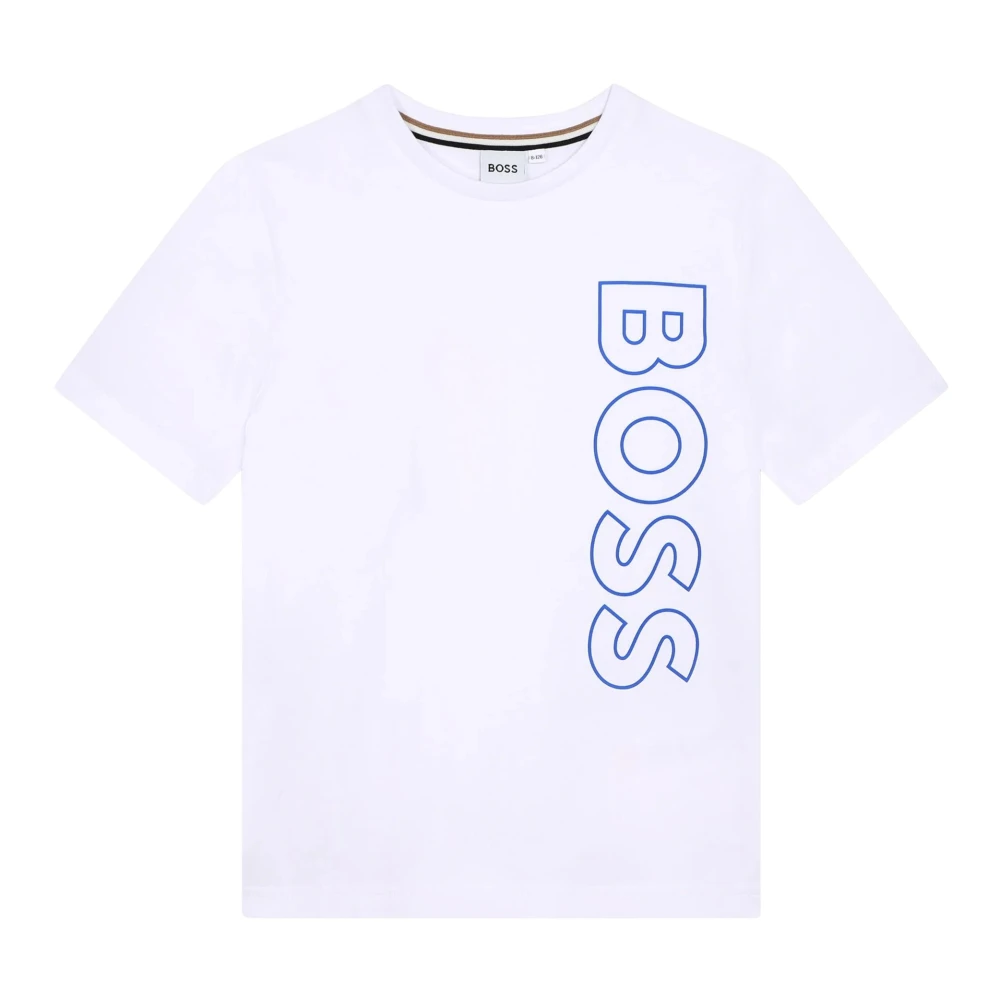 Hugo Boss Vit Crew Neck T-shirt Front Logo White, Pojke