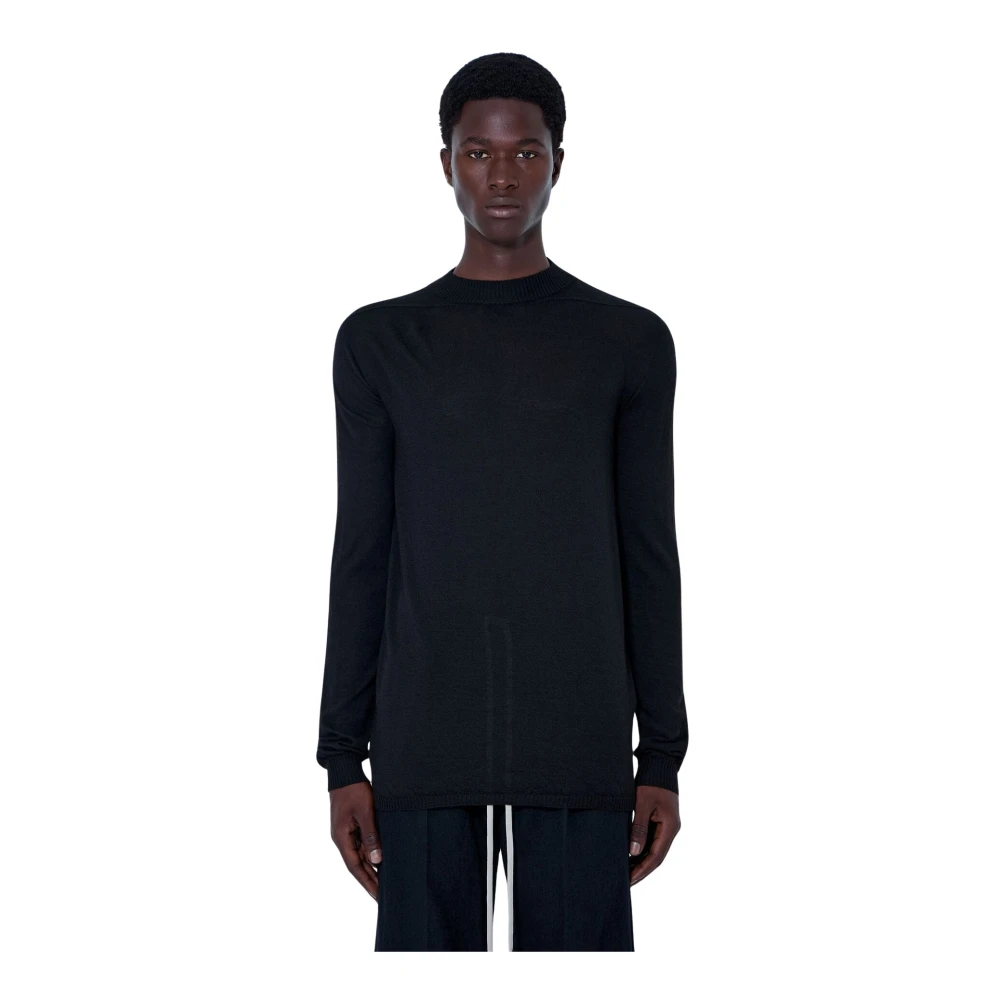 Rick Owens Uomo Nero - Maglione Girocollo A Maglia Fine - Knitwear - S