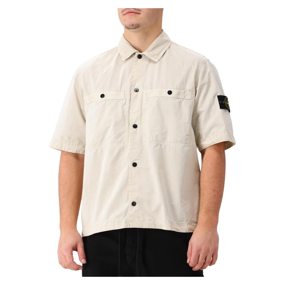 Stone Island Beige kortärmad overshirt Beige, Herr