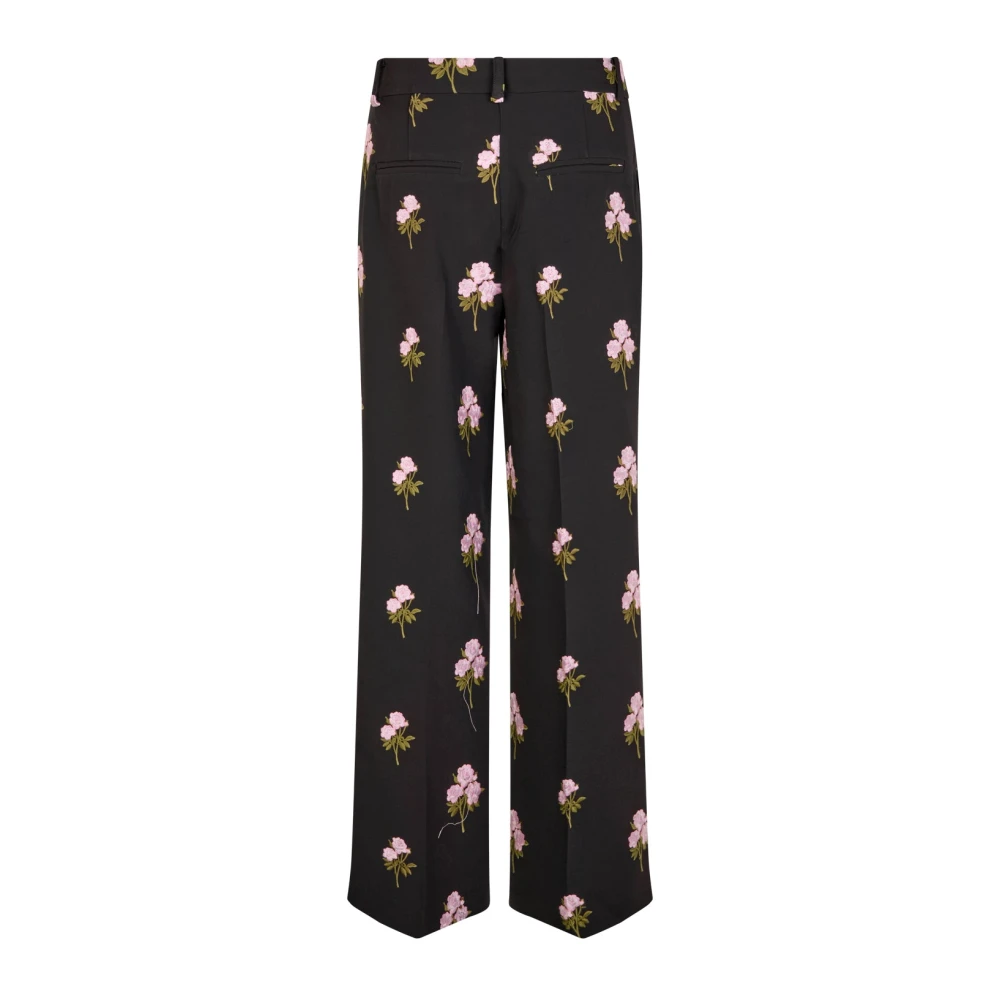 Cras Bloemen geborduurde klassieke broek Black Dames
