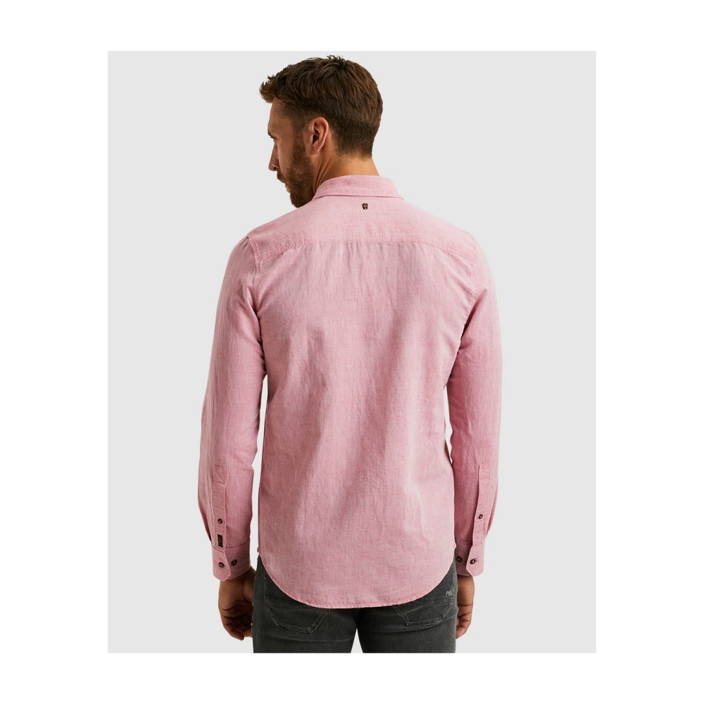 PME Legend Katoen Linnen Lange Mouw Overhemd Pink Heren