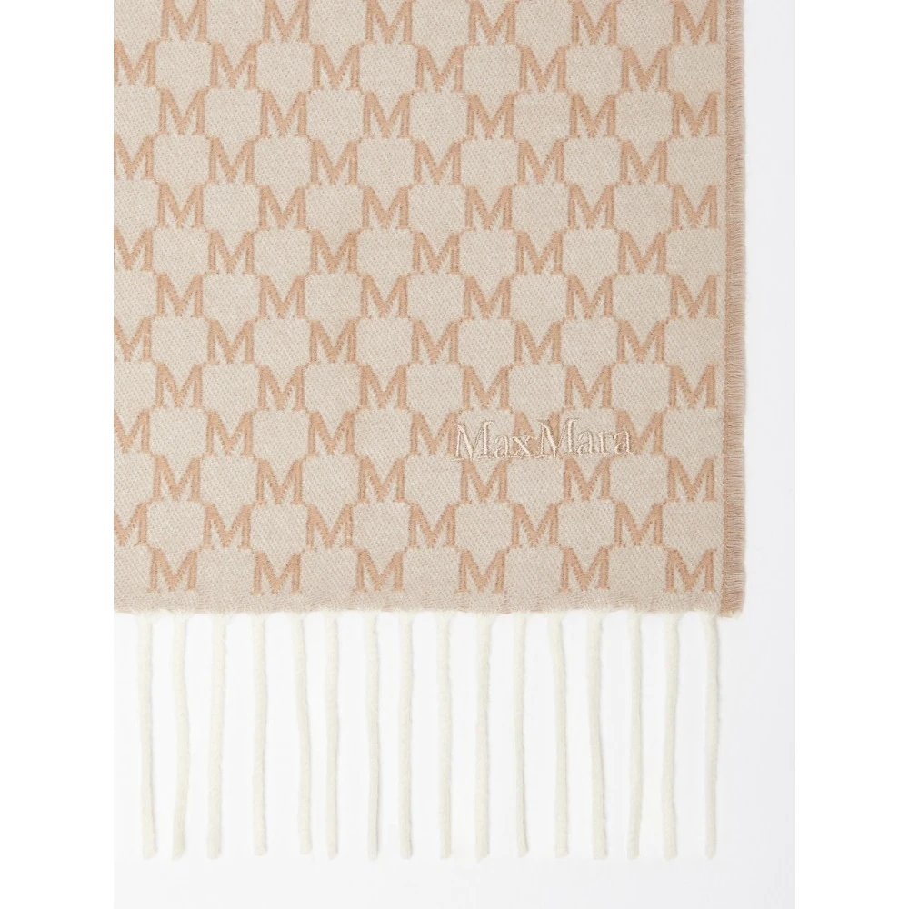 Max Mara Luxe wollen sjaal met monogrampatroon Beige Dames