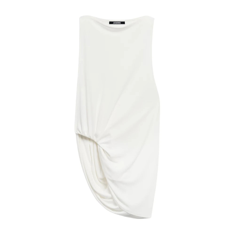 Jacquemus Women's White Sleeveless Tops, M, Peplum Top