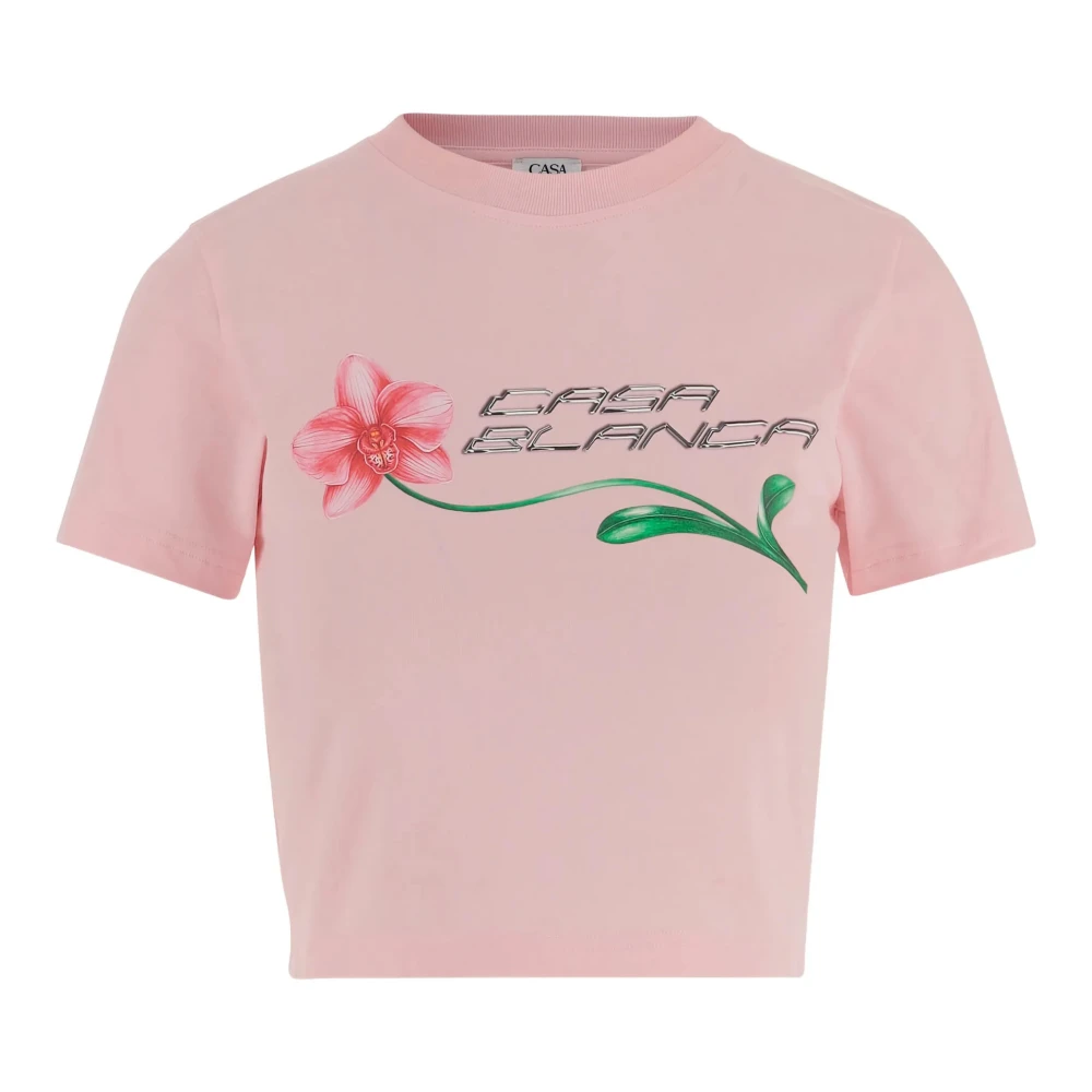 Casablanca Women's Pink Orchid Logo Cropped Baby Tee