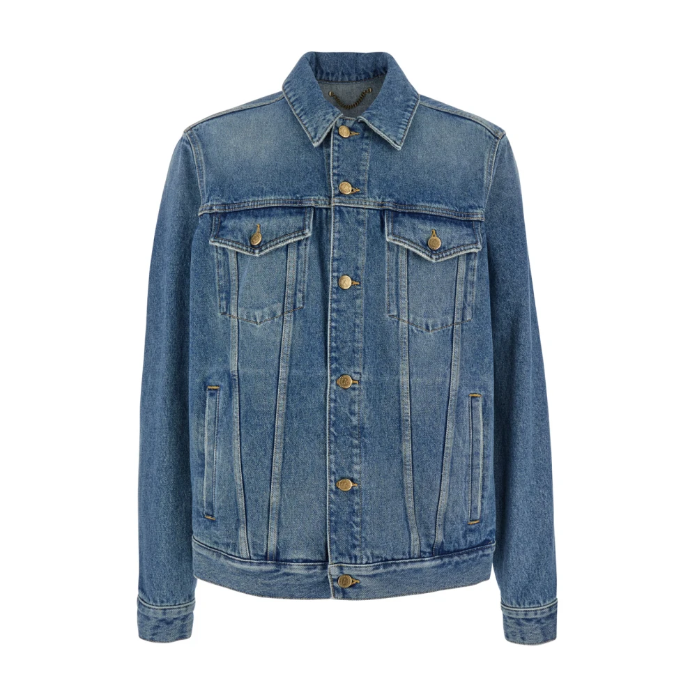 Golden Goose Mannelijk Blauw Jassen Heren, M, Denim, Denim Jack Met Opgestikte Zakken