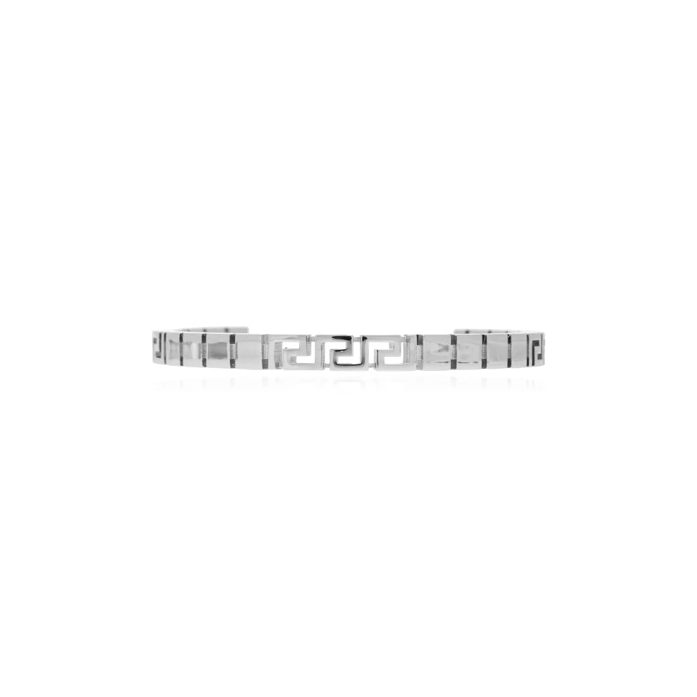 Versace Unisex Gray Greca Cuff Bracelet