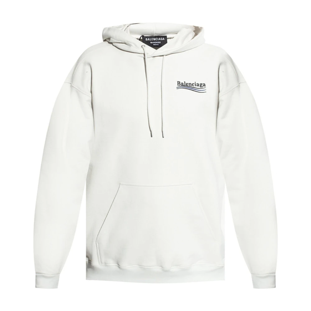 Balenciaga Hoodie med broderad logga White, Herr