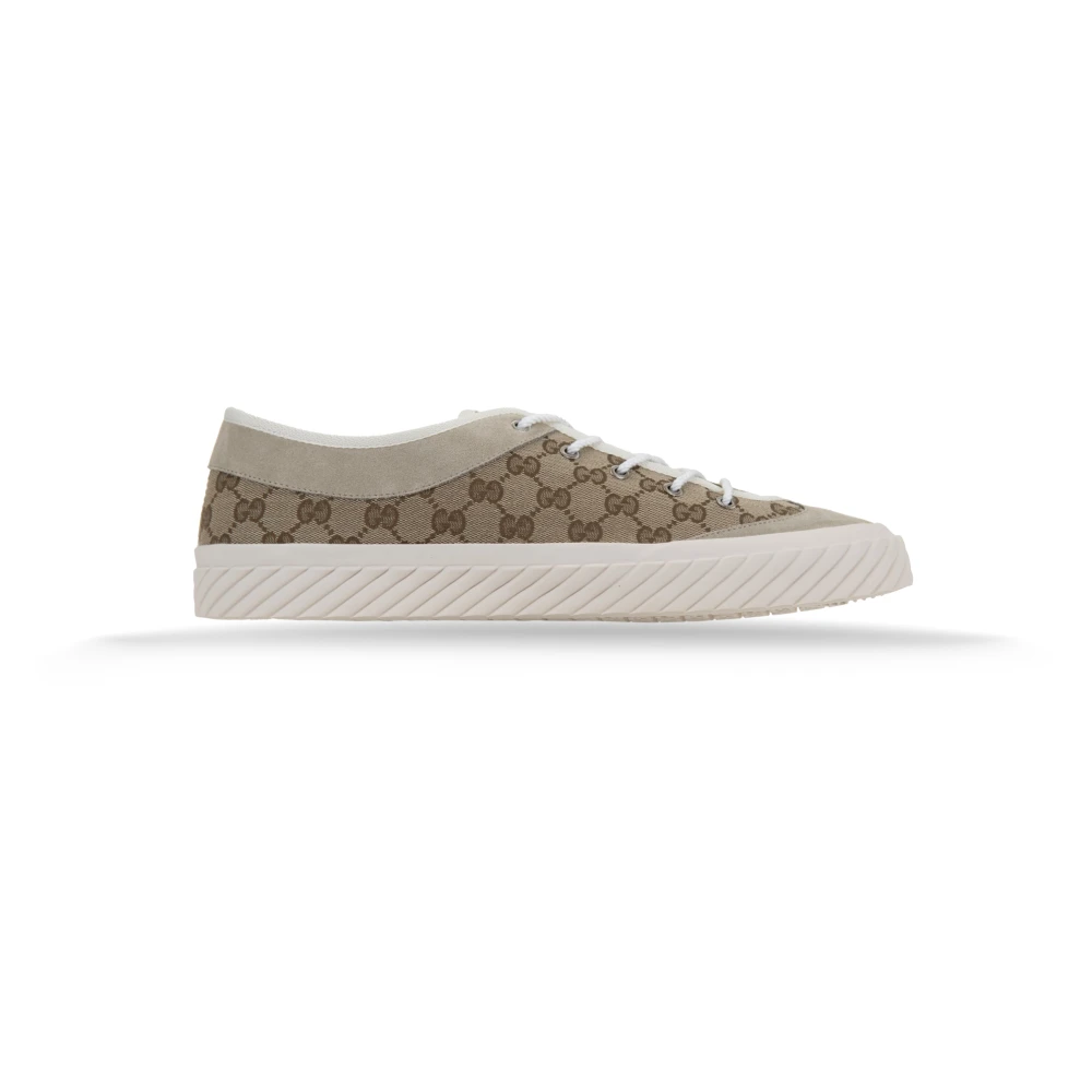Gucci Logo Sneakers met Suède Inzetstukken Heren Schoenen Beige
