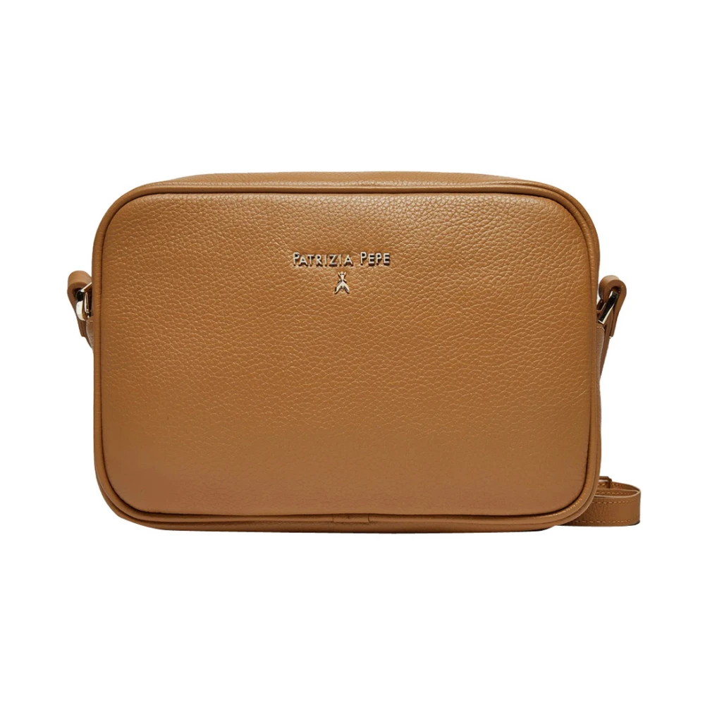 PATRIZIA PEPE Trendy Leren Schoudertas met Rits Brown Dames
