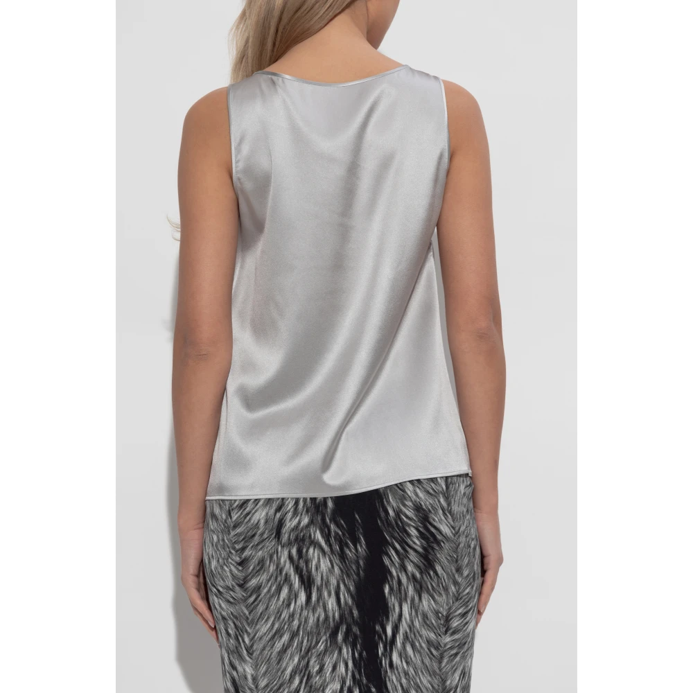 Dolce & Gabbana Zijden top met logo-vormige applicatie Gray Dames