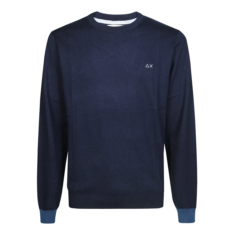 Sun68 Contrast Ronde Elleboog Mouw Top Blue Heren