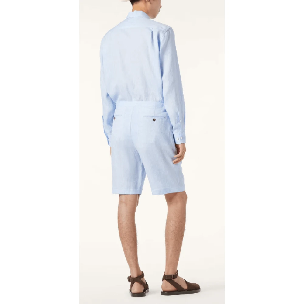 Loro Piana Lichtblauwe Linen André Overhemd Blue Heren