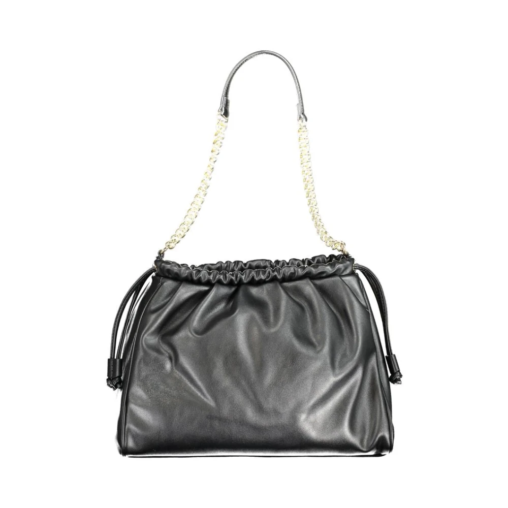 Valentino by Mario Valentino Zwarte polyethyleen schoudertas met kettinghandvat Black Dames