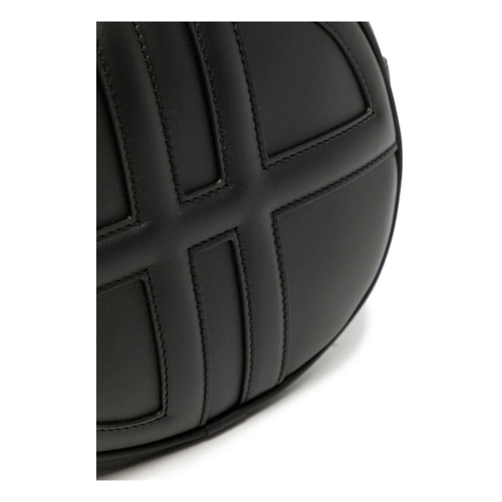 Patou Zwarte Leren Crossbody Tas met 3D Monogram Detailing Black Dames