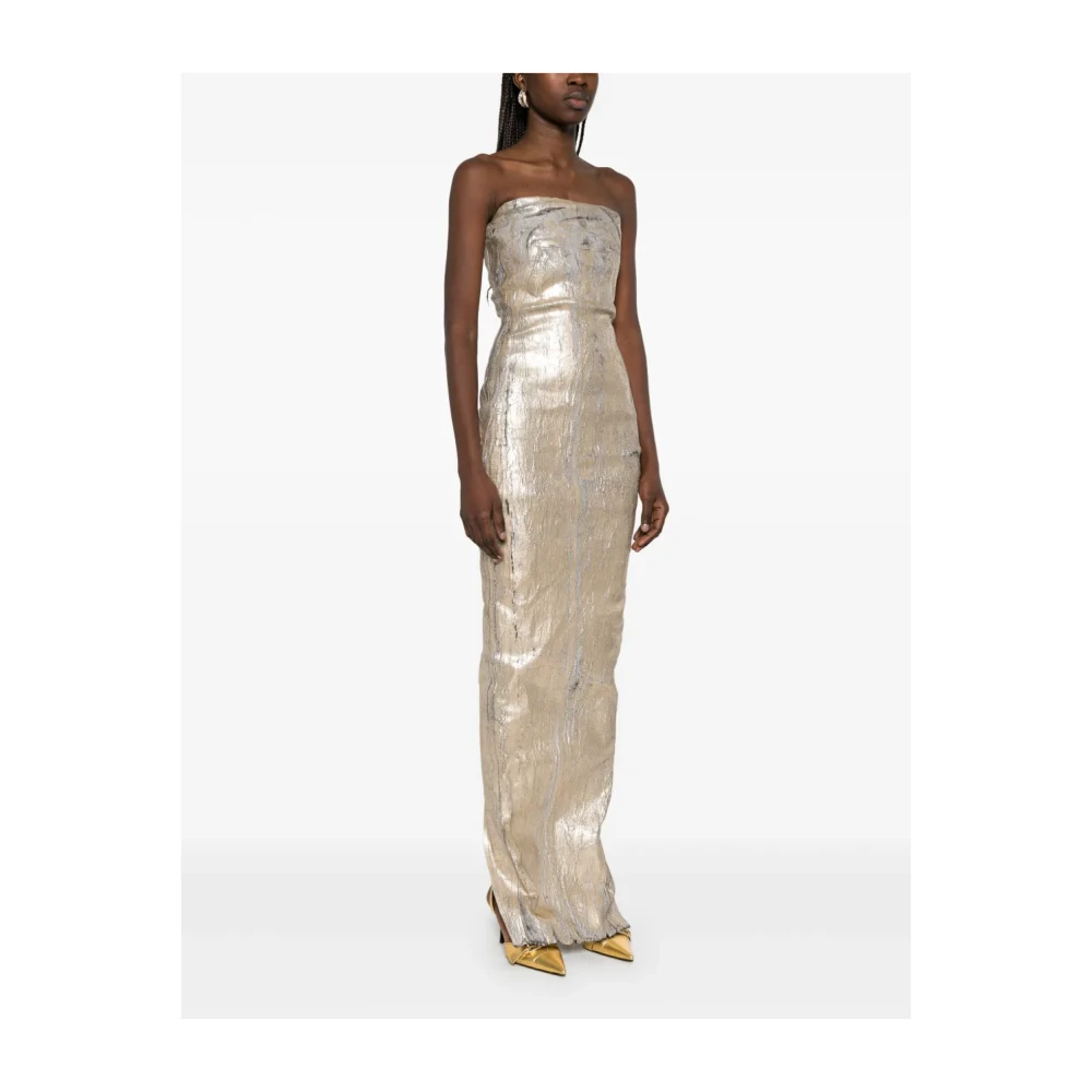 Rick Owens Gouden Bustier Megacrust Denim Jurk Yellow Dames