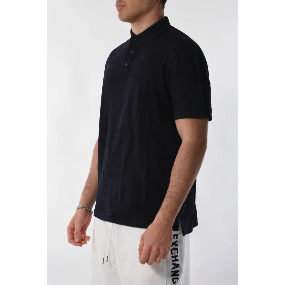 Armani Exchange Katoenen polo met knoopkraag Blue Heren