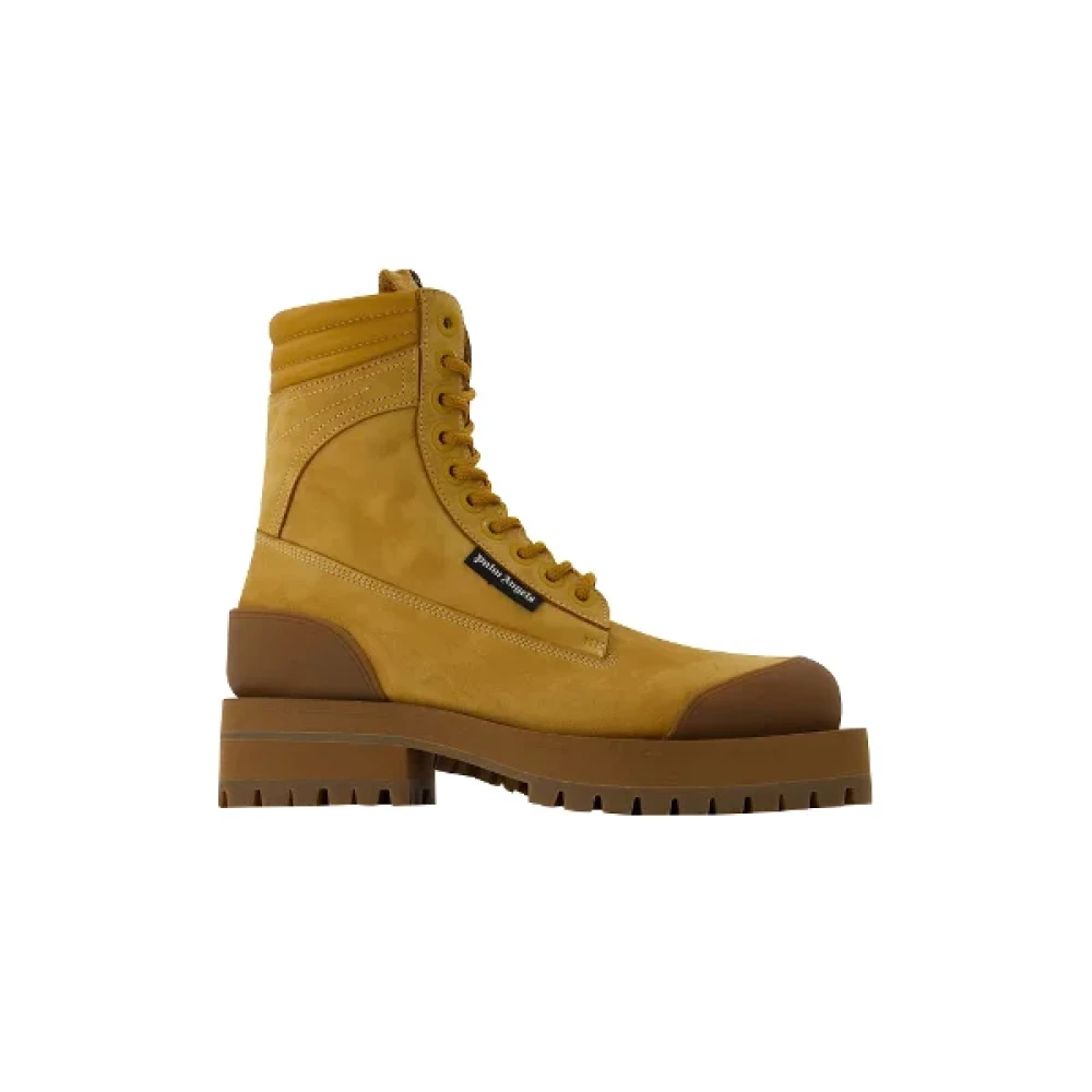 Palm Angels Women's Beige Suede Calfskin Ankle Boots - Lace-Up Boots - 5 Uk - Shoes