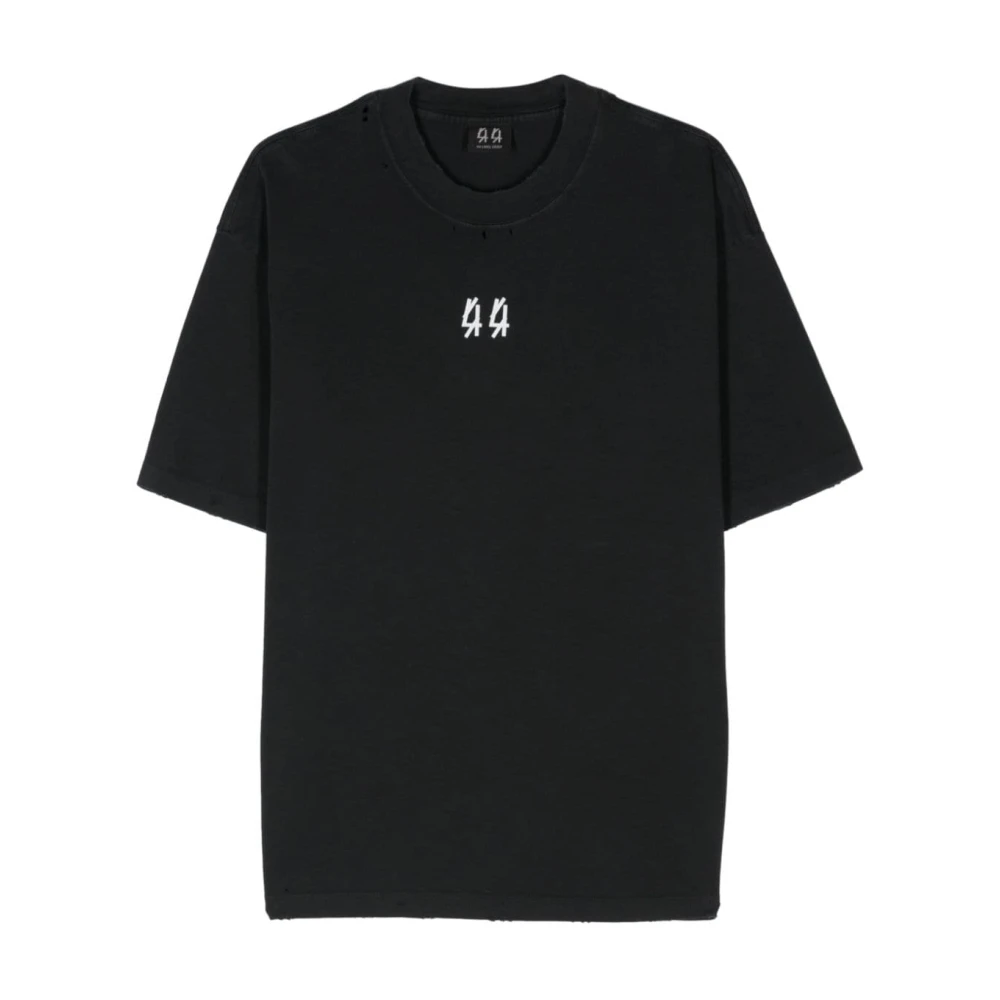 44 Label Group Zwart Distressed Grafische Print T-shirt Black Heren
