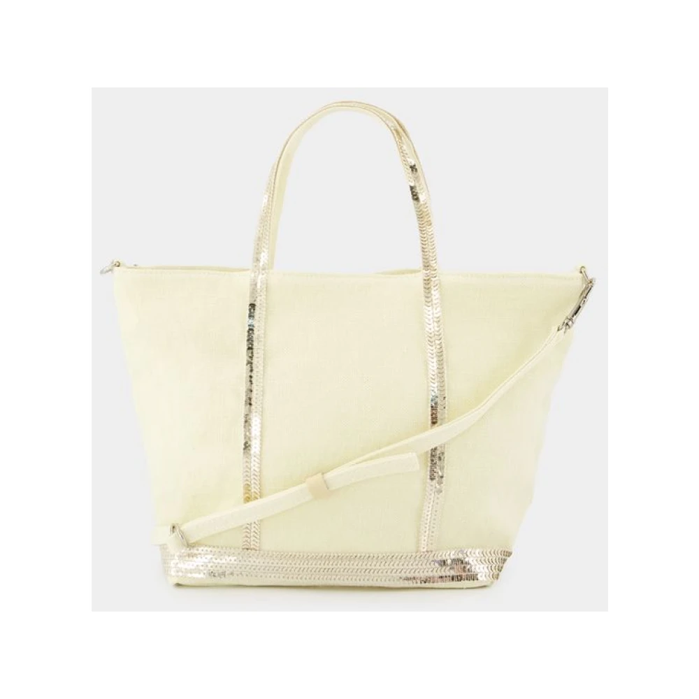 Vanessa Bruno Gele Linnen Shopper Tas Dubbel Draagbaar Yellow Dames