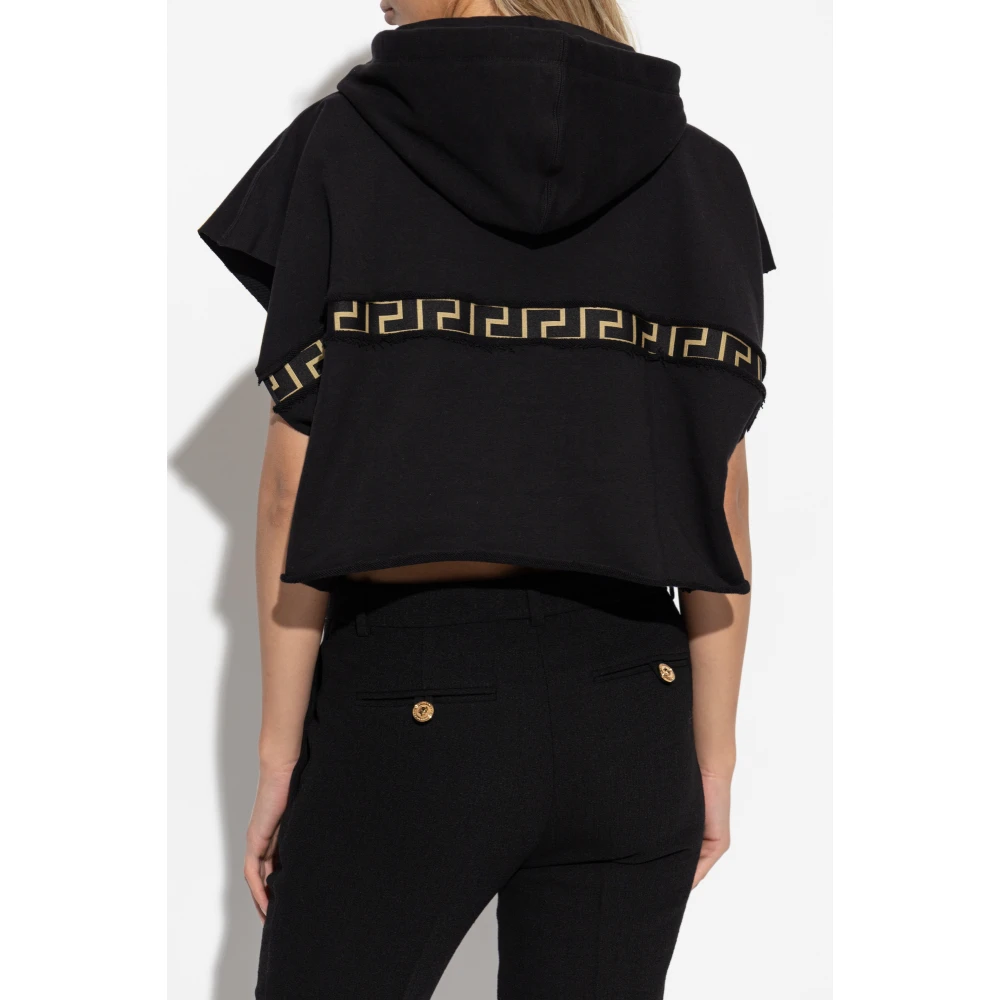 Versace Korte oversized sweatshirt Black Dames