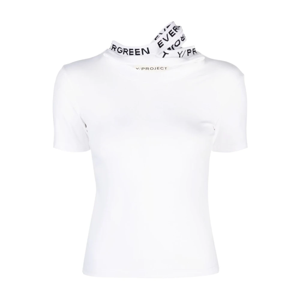 Y Project Witte T-shirt met Drievoudige Kraag en Gelaagd Ontwerp White Dames
