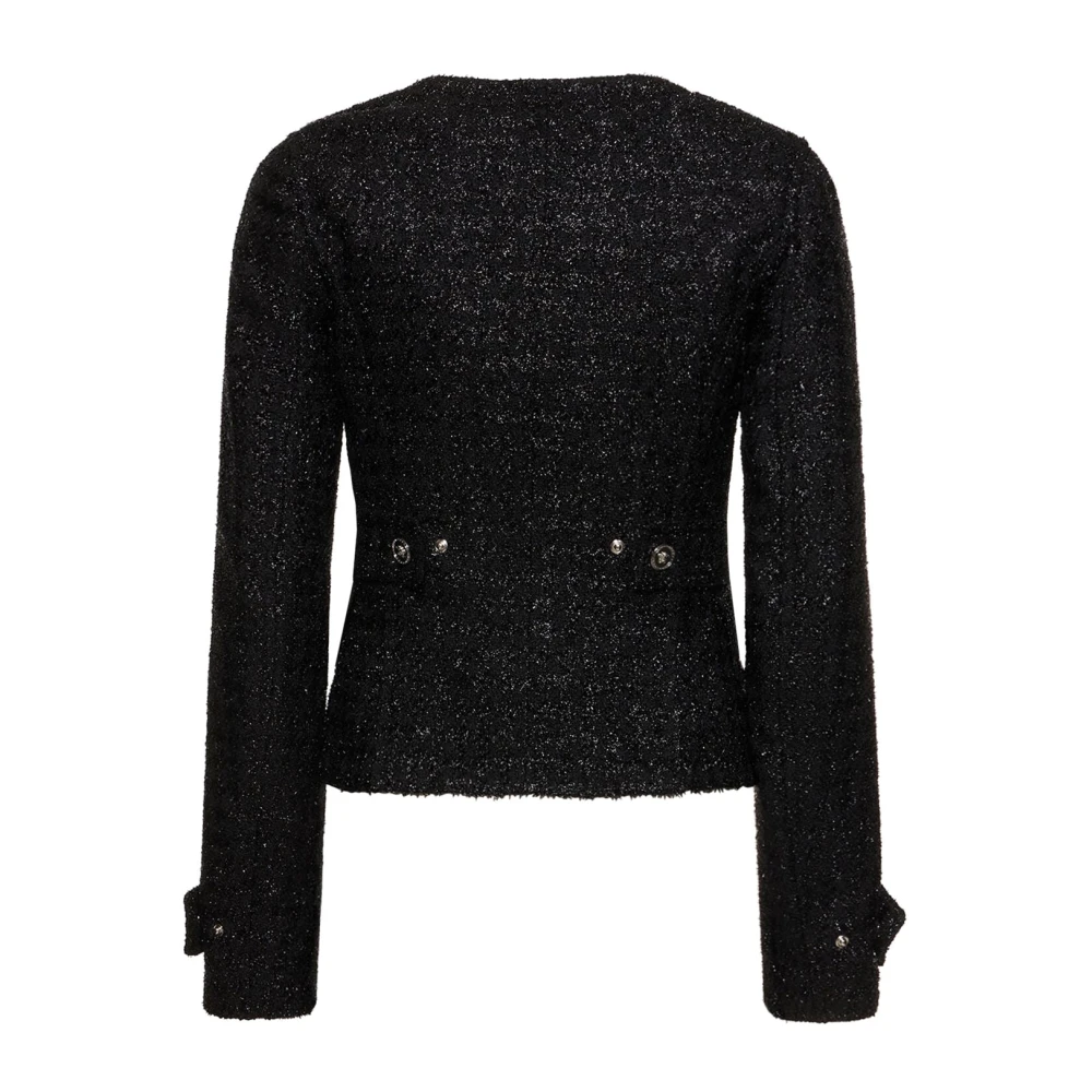 Versace Tweed Blazer met Lurex Effect Black Dames